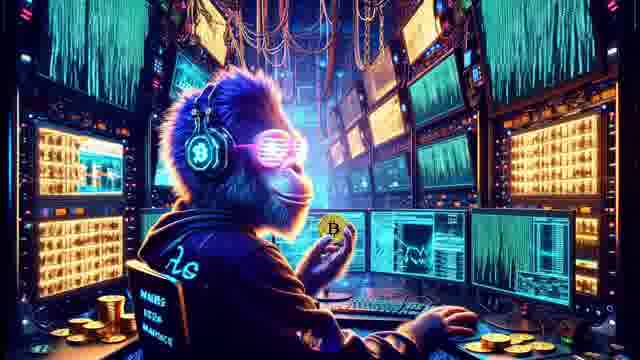 Monkey Hacker Mining Bitcoin